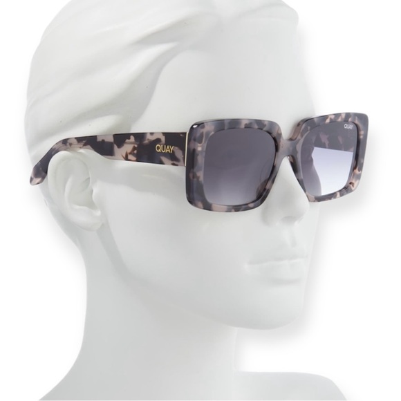QUAY Total Vibe Sunglasses Milky Tortoise Frame Smoke Gradient Lens Square NWT main image 4